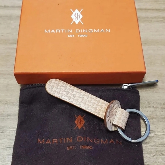 Martin Dingman Tan American Saddle Leather Keychain Accessory Felt Zipper Bag - Picture 5 of 8